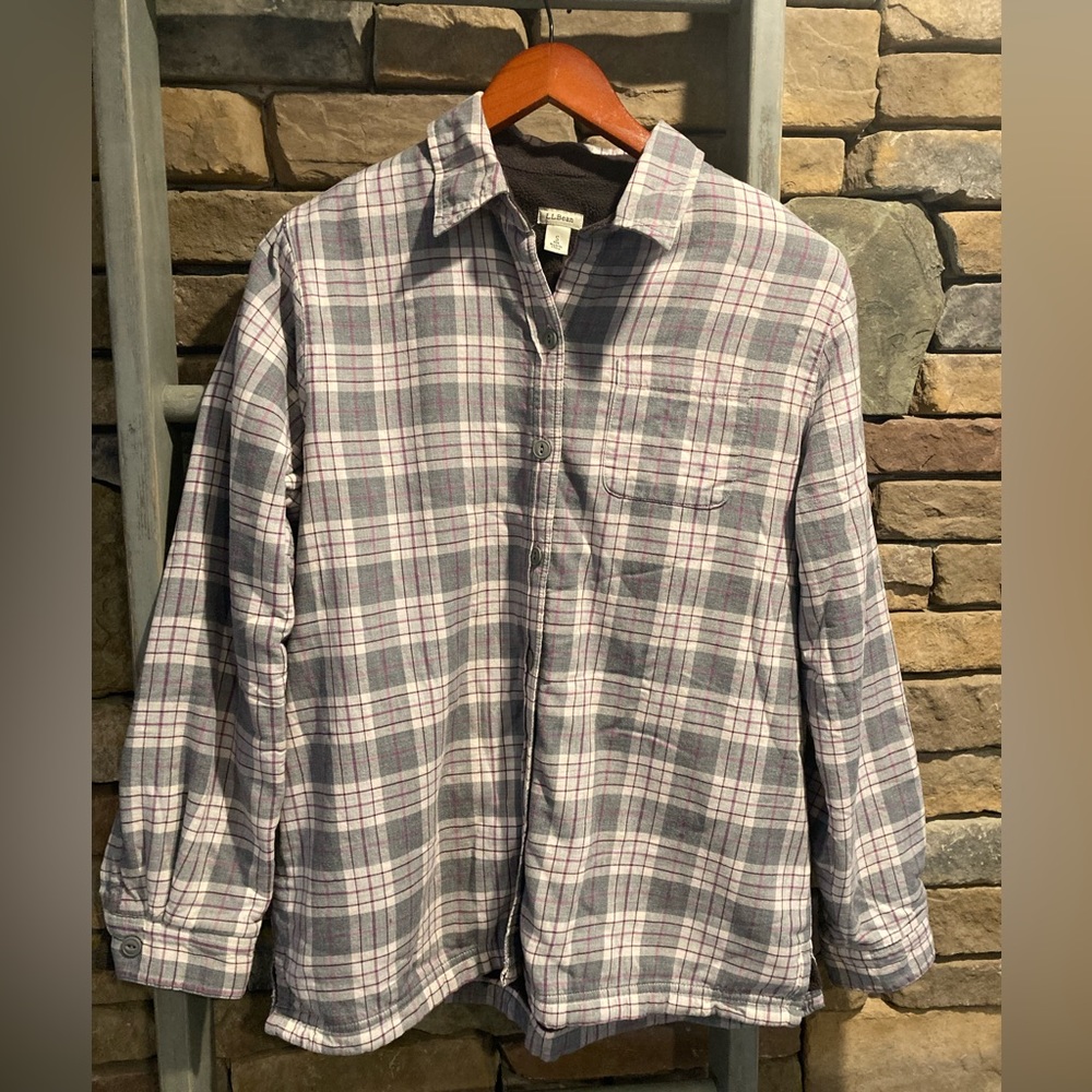 LL Bean Flannel Jacket Fleece Lined Women’s Small